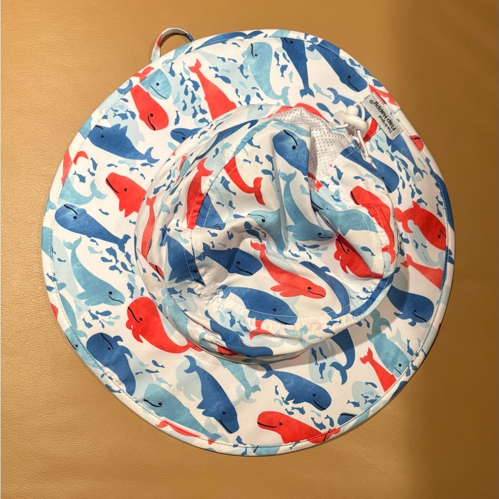 Flap Happy Kids Whale Print Hat - Red, Blue, White